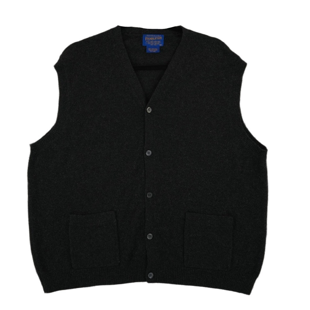 Pendleton 100% Cashmere Sweater Vest Men's Size  XL Charcoal Grey Button Vintage